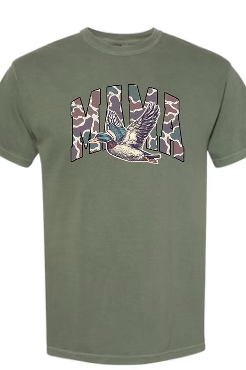 Camo “MAMA” Distressed, Duck Comfort Colors Tee