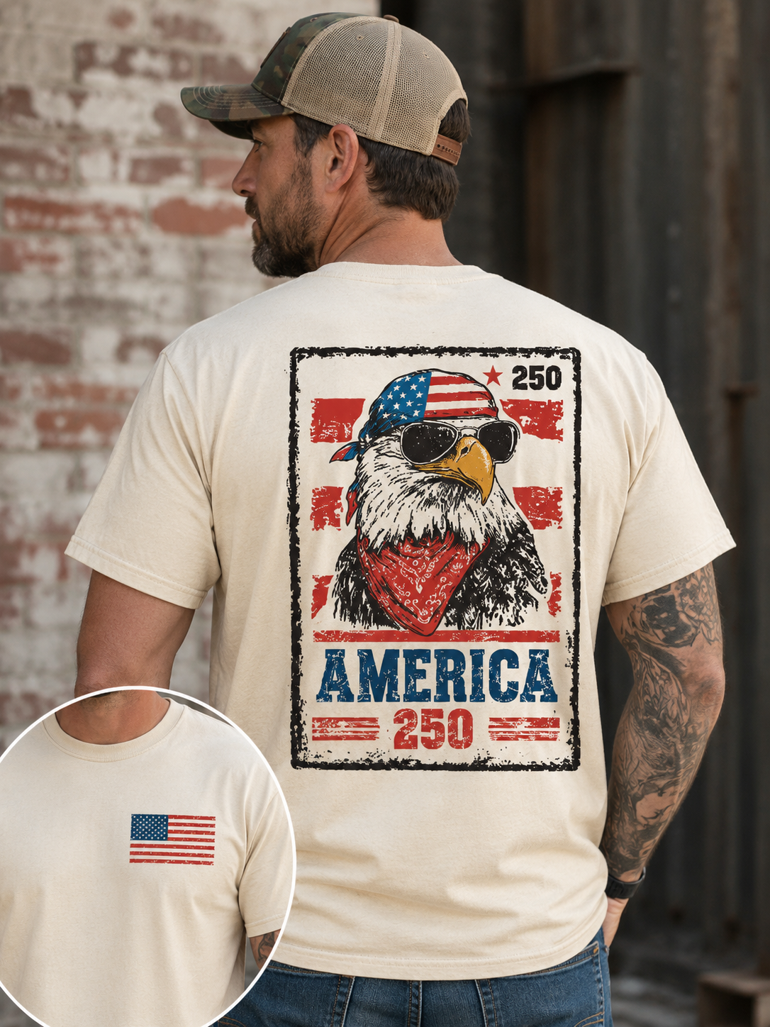 America 250 Eagle Tee | Comfort Colors® Patriotic Back Print Shirt | 1776-2026 Anniversary Edition