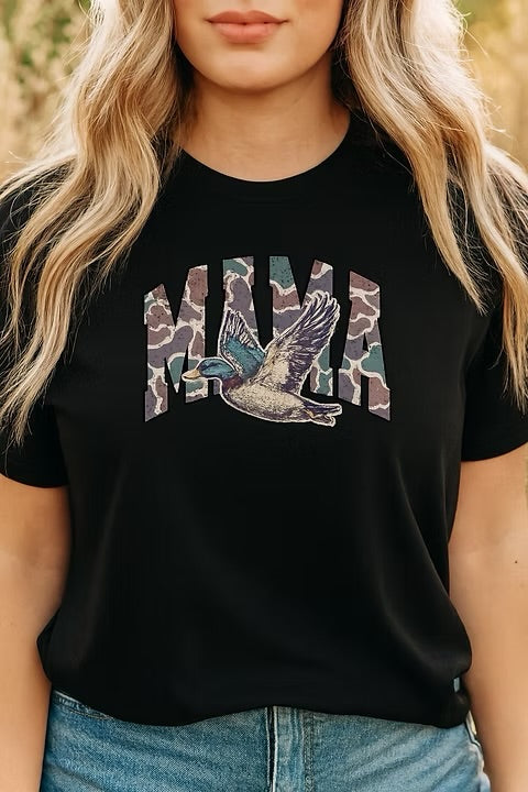 Camo “MAMA” Distressed, Duck Comfort Colors Tee