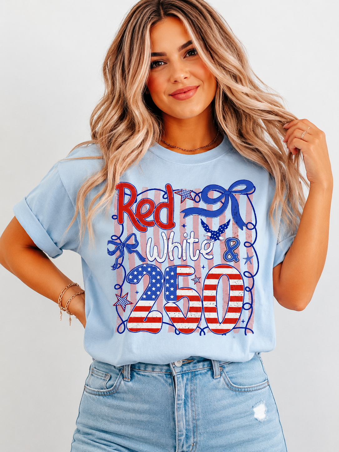 Red, White & 250 Tee | Comfort Colors® Patriotic Anniversary Shirt | America 1776-2026