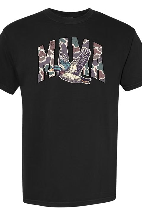 Camo “MAMA” Distressed, Duck Comfort Colors Tee