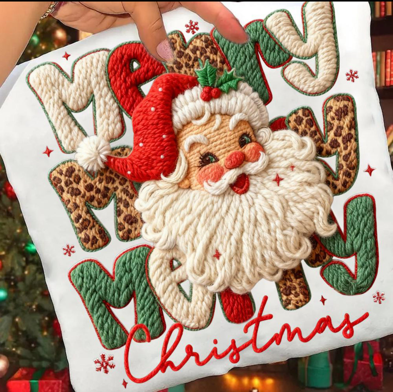 Merry Merry Merry Santa Knit-Style Christmas Sweatshirt