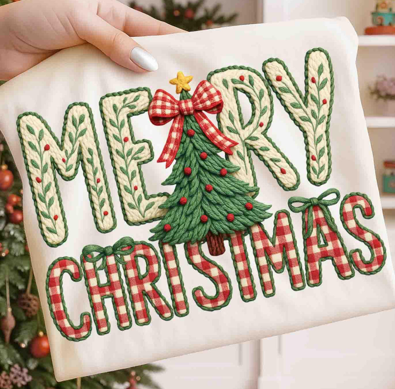 Merry Christmas Knit-Style Sweatshirt