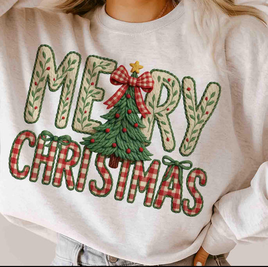 Merry Christmas Knit-Style Sweatshirt