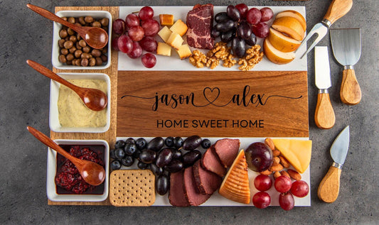 Custom Engraved Charcuterie Board Set – Personalized 9-Piece Set