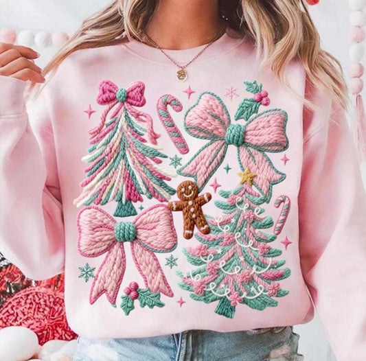 Pink Knit Christmas Sweatshirt