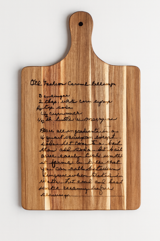 Custom Handwritten Recipe Cutting Board – 16x10