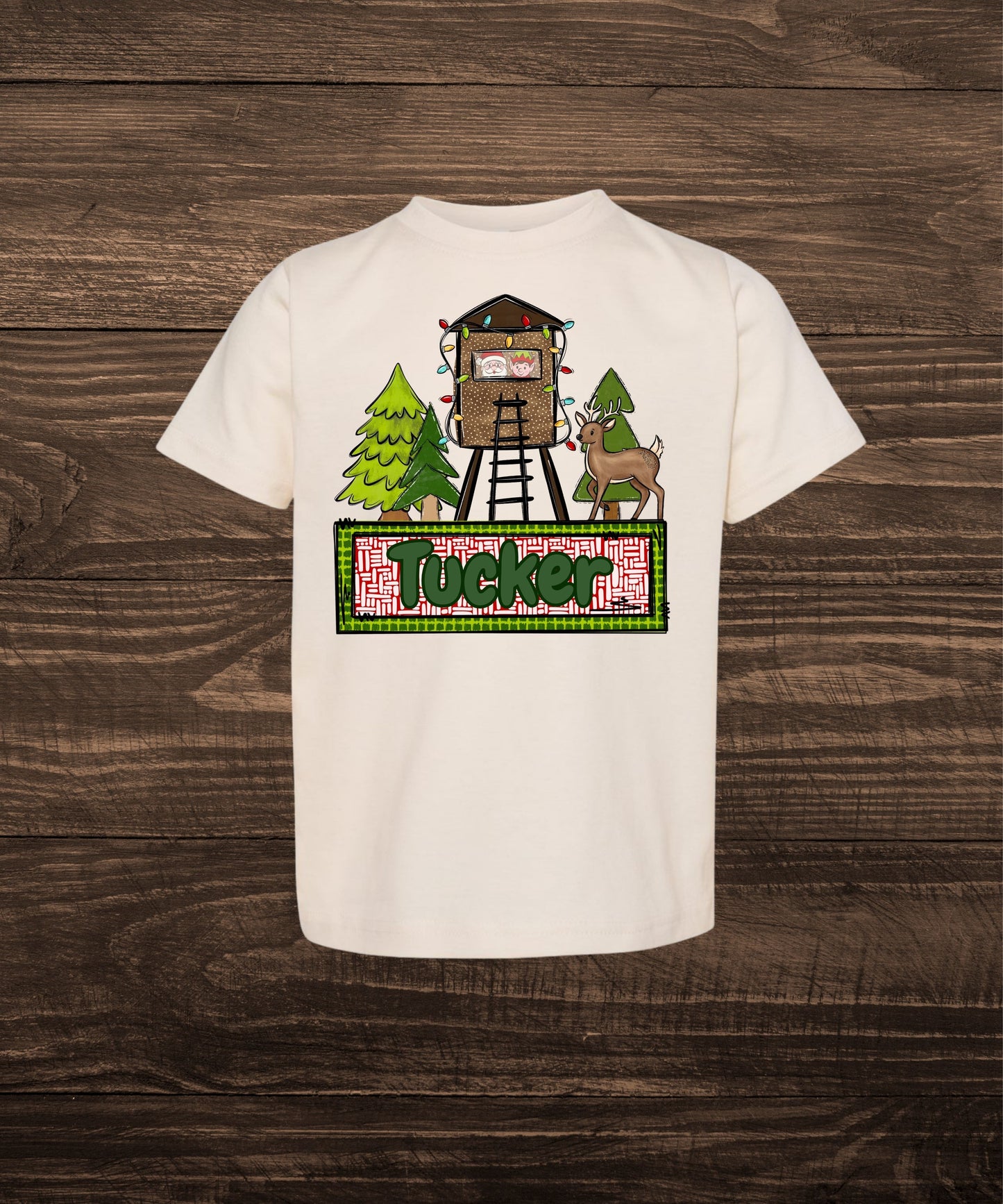 Custom Christmas Deer Stand Tee | Personalized Kids Holiday Shirt